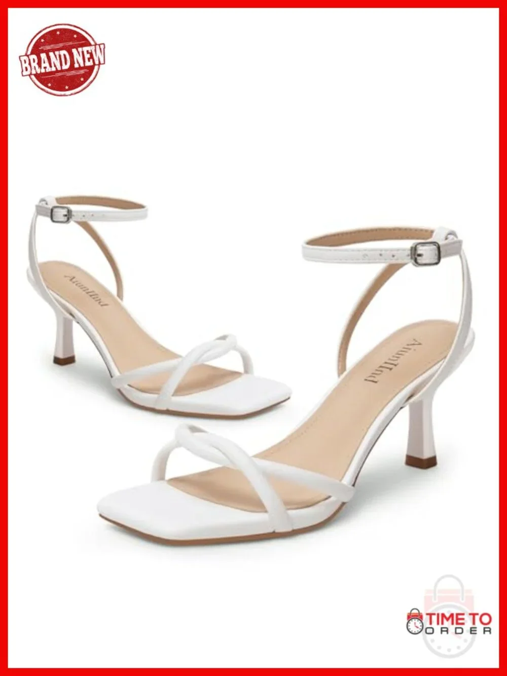 Women's Kitten Low Heel Sandals Strappy Square Open Toe 2.5 inch Ankle Strap